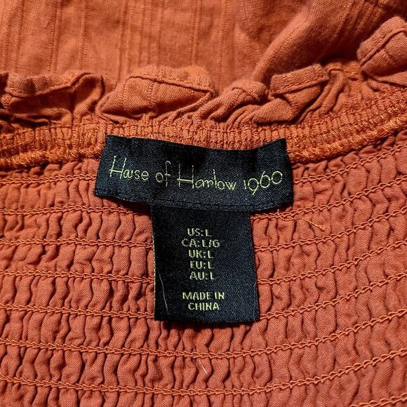 House of Harlow Terracotta Tiered Ruffle Pom Fringe Flare Skirt, Size L (8-10) - Picture 6 of 7